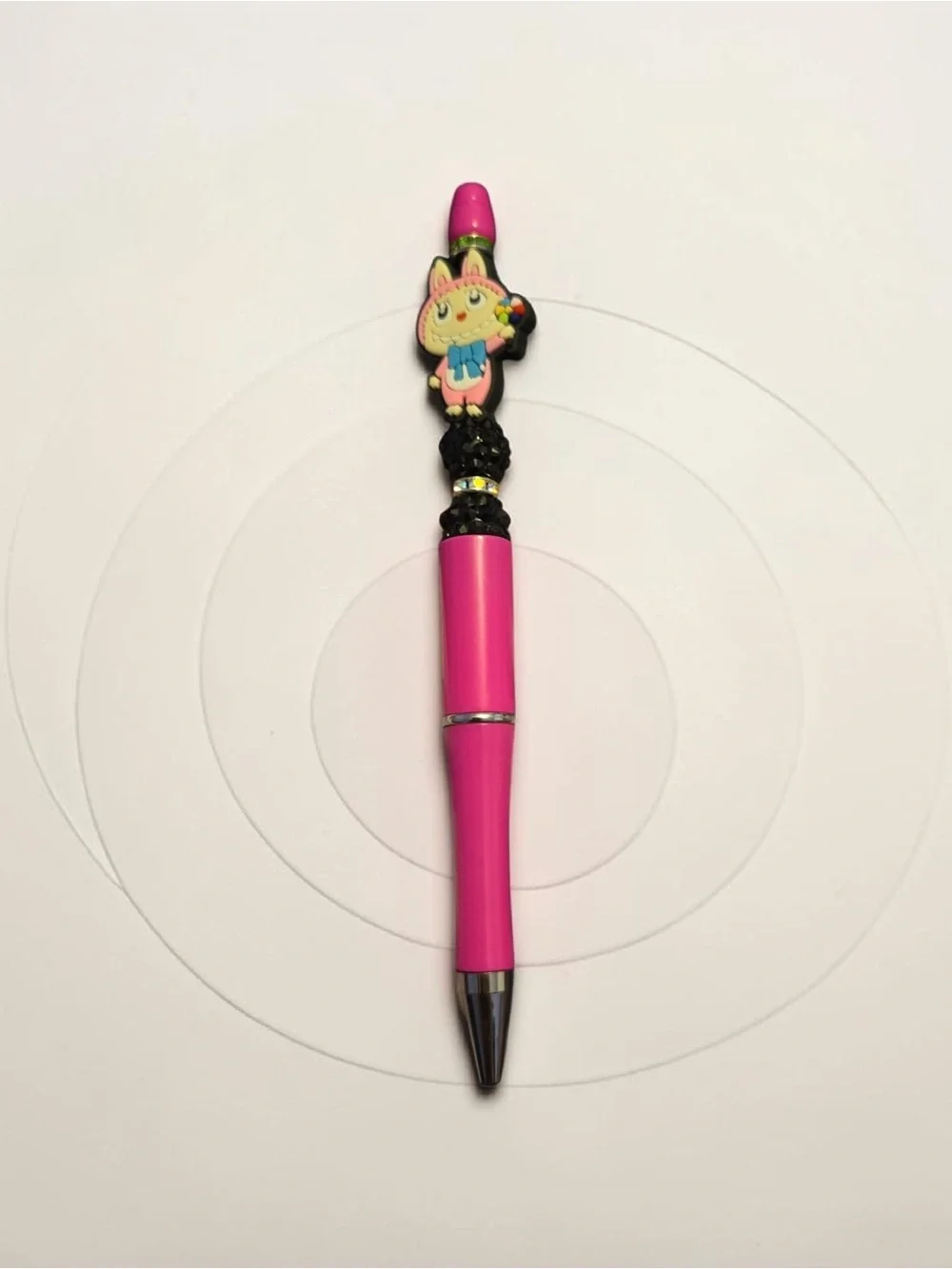Kids Pink labubu Bead Ballpoint Pen - Cute Cat Design new